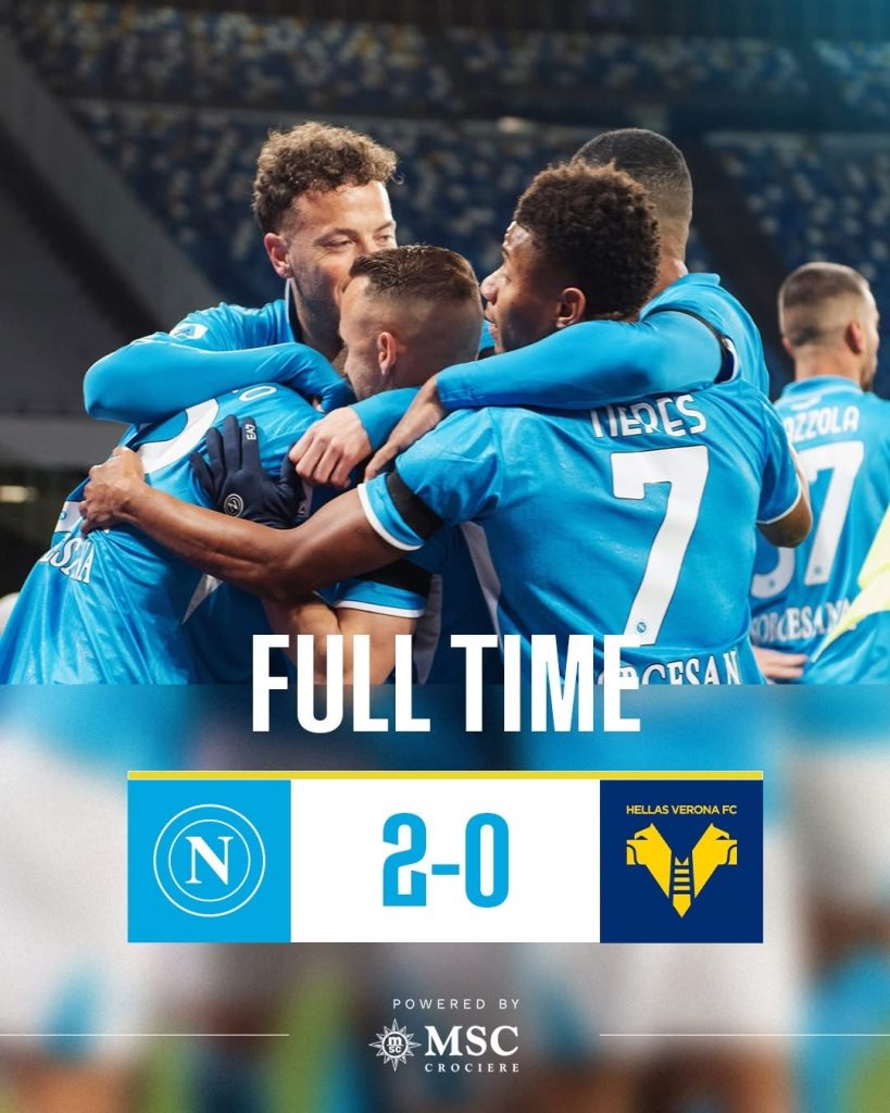 Napoli 2-0 Verona: ancora tre punti per gli uomini di Conte