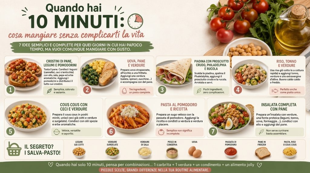 Quando hai 10 minuti: cosa mangiare senza complicarti la vita
